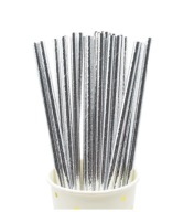 Strieborné papierové slamky eco eco 25 ks