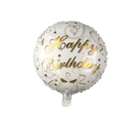 Biely fóliový balónik Happy Birthday 45 cm