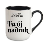 Hrnček na kávu 330 ml, čierne ucho a vnútro, s ľubovoľnou grafikou, logom alebo textom