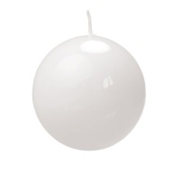 Ozdobná guľová sviečka, biela lakovaná, priemer 10 cm