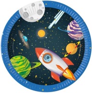 Papierové taniere COSMOS Rocket Planets Moon Birthday Party 23cm 8ks