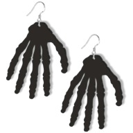 Čierne HALLOWEENSKÉ NÁUŠNICE, KOSTRNÍCKA ruka, kostice
