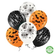 Halloweenske balóny SPIDER WEB SKELETON 30cm 6 kusov