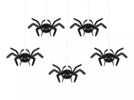 HALLOWEENSKÉ OZDOBY PAVÚKOVÉ OZDOBY ČIERNA 27cm 5ks