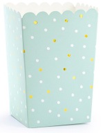 Popcorn Bucket Boxs Mentové občerstvenie so zlatými bodkami Narodeninové 6 ks.