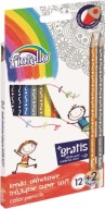 Pastelky FIORELLO, trojuholníkové, 14 farieb, zlatá a strieborná