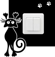 NÁLEPKA NA KONTAKTNÝ VYPÍNAČ ZÁSUVKY S CAT CAT STENA ČIERNA KO45