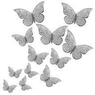 Nálepky na stenu motýle x12 SILVER v1
