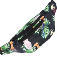 Taška do pása s bedrovým pásom, papagáje, palmy, 3 zipsy