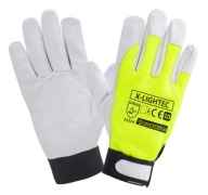 PRACOVNÉ RUKAVICE KOŽENÉ NA VELCRO X-LIGHTEC HI-VIS 10