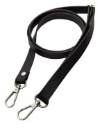 Popruh na kabelku 15 mm čierny so striebornými karabínkami 65 - 119 cm