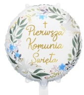 Fóliový balón na prvé sväté prijímanie Prvé sväté prijímanie 45 cm okrúhle listy