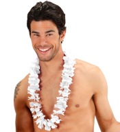 NÁHRDELNÍK HAWAII KVETY HAWAII SVADOBNÉ BIELY