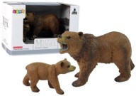 Sada 2 figúrok medveďa grizzlyho a mláďatka