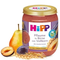 HiPP hruškový dezert so slivkami a vitamínovými cereáliami. E