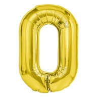 Fóliový balón v tvare čísla 0, zlatý, 40 cm