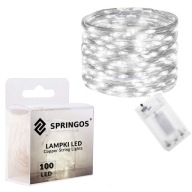 100 LED DRÔTOV SVIETLA NA VIANOČNÝ STROMČEK, STUDENÁ BIELE, MIKRO BATÉRIE