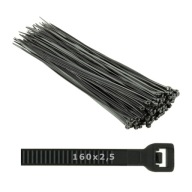 Sťahovacie pásky UV 160x2,5 čierne - 100 ks.