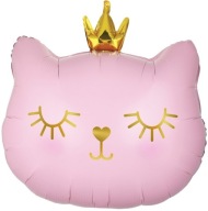 Fóliový balónik mačička Kitty Pink in a Crown Birthday One Year Party 42x39,5cm