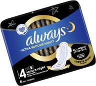 ALWAYS Ultra Secure Night vložky s krídelkami, 6 kusov