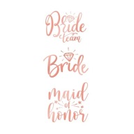 Bride to Be ružové zlato umývateľné tetovanie 13 ks