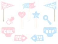 Baby Shower gender odhaliť foto doplnky 11 ks
