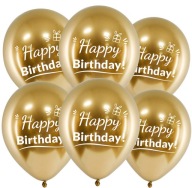 BIRTHDAY balóny zlaté chrómové Happy Birthday, 30cm, 10 ks.