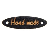 Drevená etiketa HAND MADE čierna 5 KS 1769