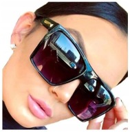 Čierne veľké retro tienené slnečné okuliare Aviator