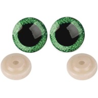 Bezpečné OČI GLITTER zelené 25 mm PLYŠ