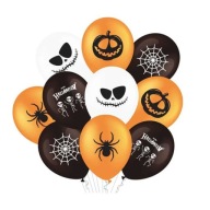 Halloweenske BALÓNKY Dekorácie Balóniky Tekvicové Pavúky - 10 ks