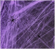 Umelá fialová pavučina halloweenska dekorácia 200g pavúky
