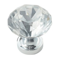 Krištáľový nábytkový gombík krištáľový chróm FI 31 mm H-32 mm - GKS004 AMIX