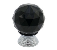 Krištáľový nábytkový gombík, krištáľový chróm, čierny Fi30mm H-41mm - GKS003 AMIX