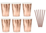 Hrnčeky Hrnčeky Rose Gold 6 kusov Slamky zadarmo