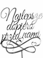 TOPPER svadobný topper NA SVADOBNÚ TORTU, strieborné ZRKADLO