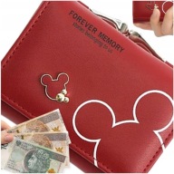 Dámska peňaženka Small Mickey WALLET Červená na karty Priestranná kožená myš