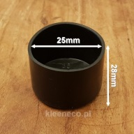 Okrúhle čierne ochranné kryty na nábytok, 25 mm