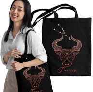 BAVLNENÁ taška s vaším znamením ZODIAC, čierna, darček na nákupy, knihy