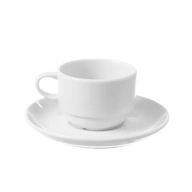 Biela porcelánová šálka s podšálkou, 90 ml