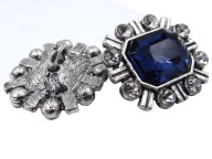 18mm Ozdobné gombíky 1ks STRIEBORNÉ zirkóny NAVY OZ75 18643