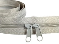Špirálová páska na zips 5 mm zips na meter SVETLO SIVÁ 1 meter + 2 zipsy