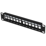Patchpanelový panel RACK 10'' 1U 12 keystone prázdny