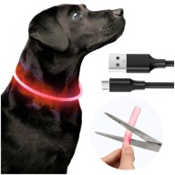 SVIETIACI LED Obojok PRE PSA A MAČKU 70cm ČERVENÝ USB NASTAVITEĽNÝ VODEODOLNÝ