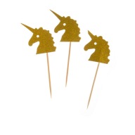 Toppery na cupcake Unicorn, zlaté, 8 ks