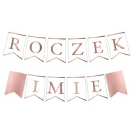 BANNER girlanda 1.narodeniny ROK + MENO RUŽOVÉ ZLATÉ