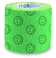 ELASTICKÁ KOHÉZNA BANDÁŽ, zelená s úsmevmi, 5 cm