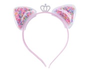 CAT HEADBAND RUŽOVÉ korunkové uši CAT EARS princeznovské trblietky