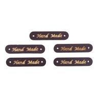 Drevená etiketa HAND MADE hnedá 5 KS 774