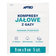 Sterilné gázové obklady 9 cm x 9 cm APTEO 5 kusov